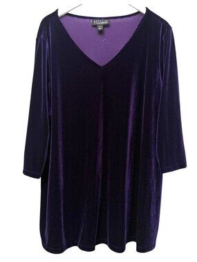CATHERINES AnyWear Velvet V-Neck Tunic Plus Size 1X Purple Stretch